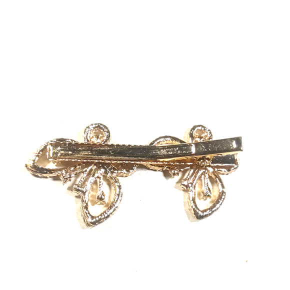 Hair Alligator Clip Barrettes Butterfly Rhinestone Gold Tone - Picture 4 of 6